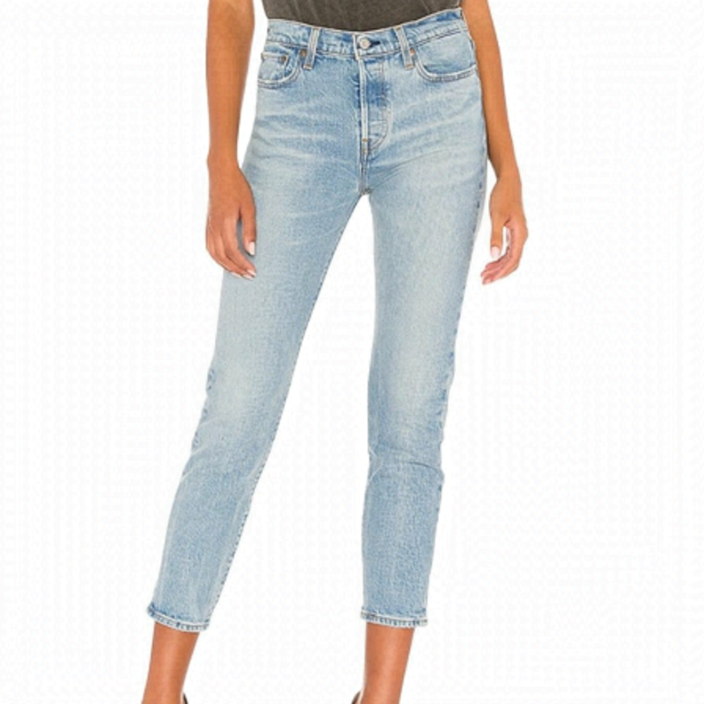 LEVI'S Wedgie Bright Side Cropped Denim Jeans High Rise Medium Wash Blue 24